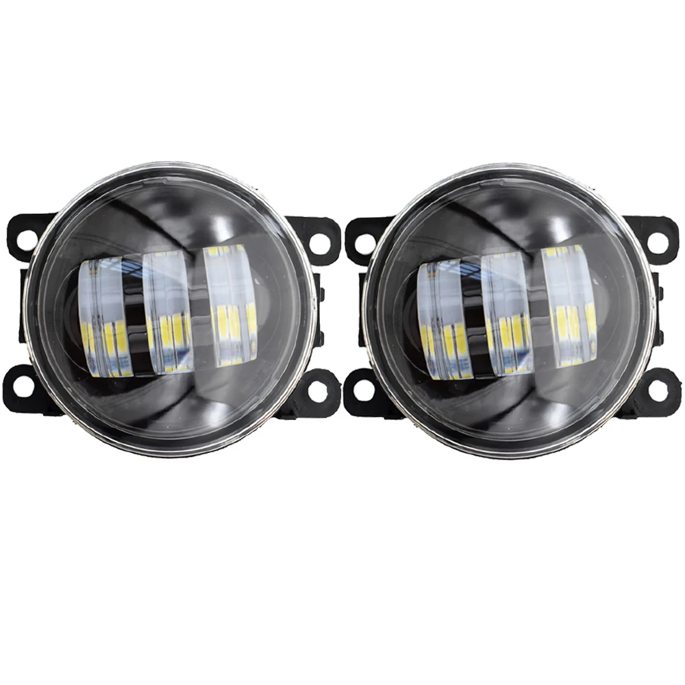 Set 2 proiectoare ceata LED Dacia, Renault, Nissan cu lumina alba, diamentru 3" / 90mm, 30W, 12/24V, carcasa aluminiu, mufa H11, H8 - FG-AW